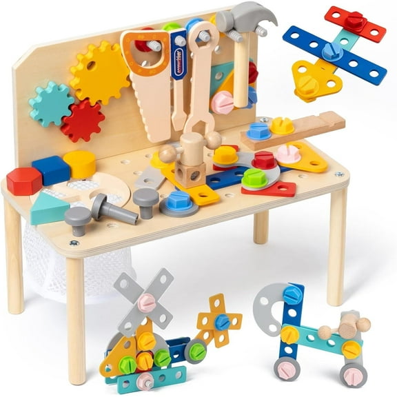 Kids Tool Set,STEM Montessori Educational Toys for 3 Year Old,Pretend Play Construction Toy for 3 4 5 6 Year Old Boys Girls Birthday Gift