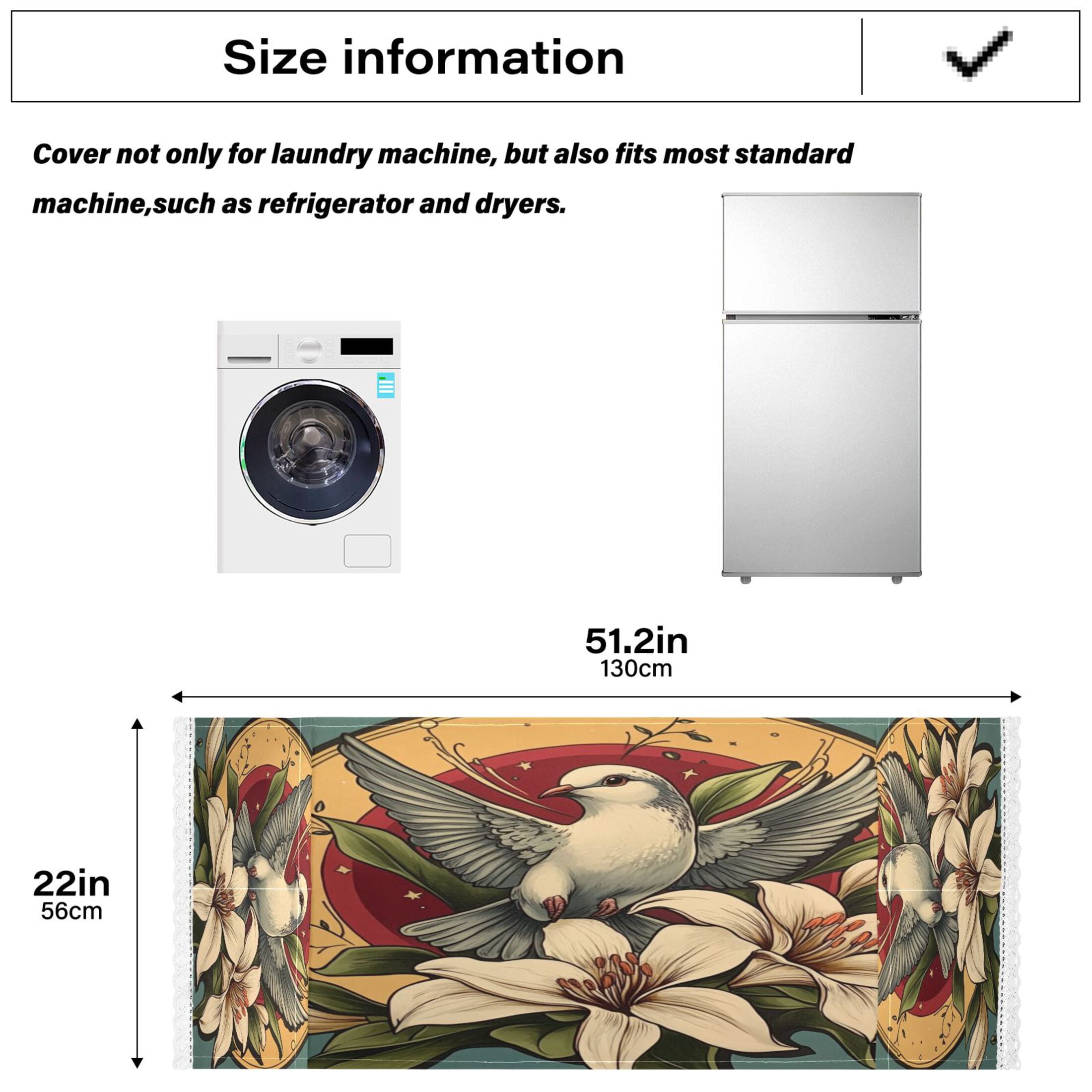 WOBOGO Illustration Of A Dove Of Peace with White Lily Washing Machine Cloth Dryer Refrigerator Top Cover Protective Non-Slip Mat For Kitchen Laundry
