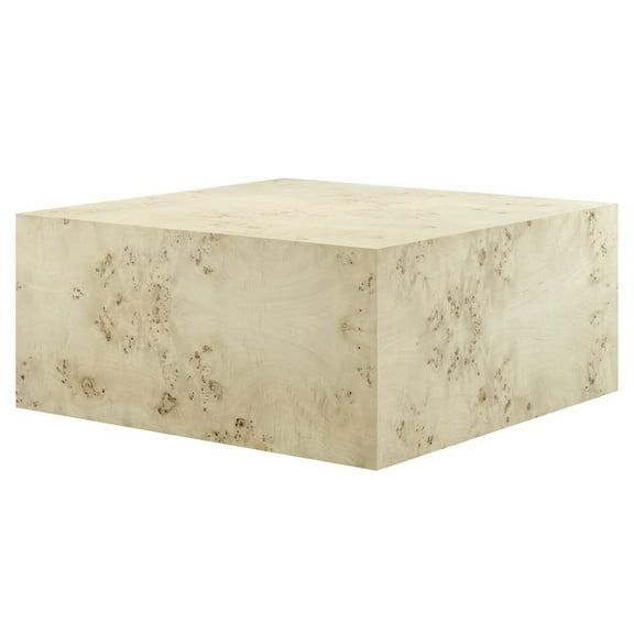 Coffee Sofa Side Table, Bleached Burl, Wood, Square, Living Kitchen Cafe Bistro Hospitality Restaurant, Modern Contemporary HB35891