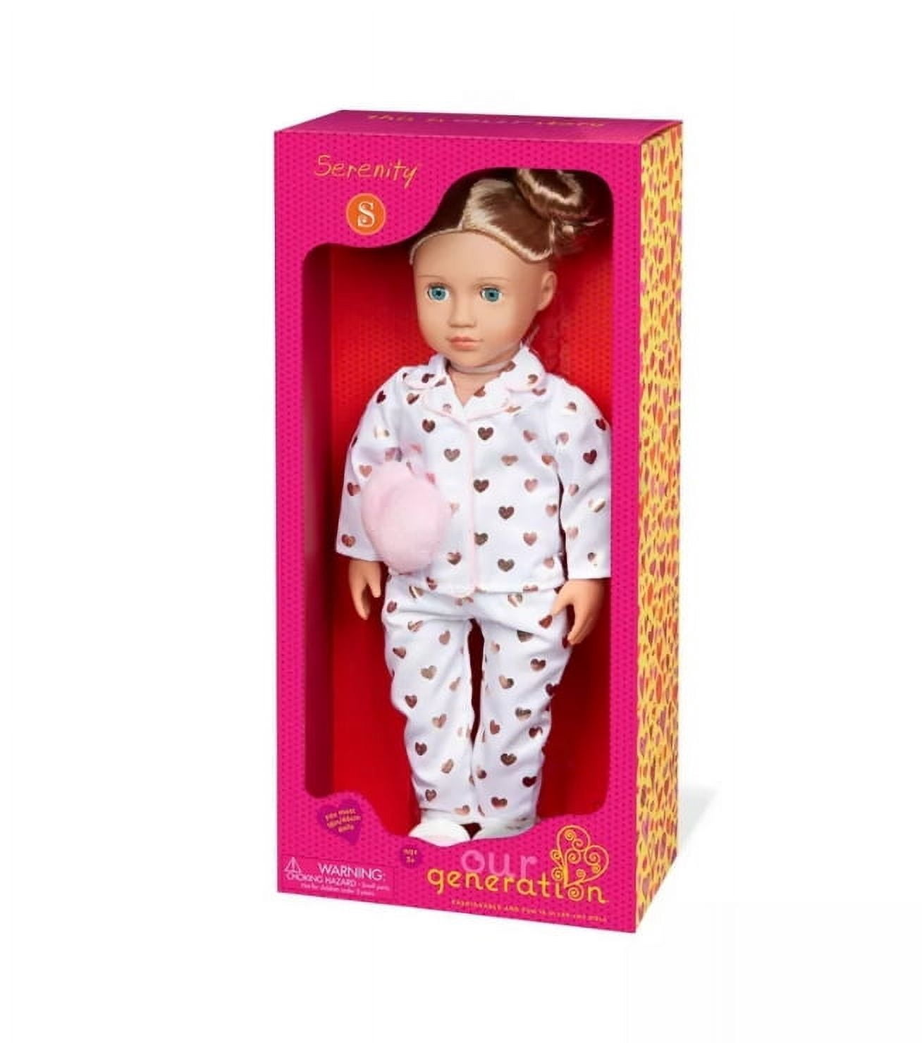 Our Generation Serenity with Heart Polka Dot Pajama Outfit 18" Slumber Party Doll