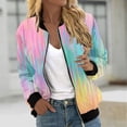 thumbnail image 2 of WAGUTH Womens Multi-Pattern Print Zip Up Bomber Jackets Long Sleeve Casual Lightweight Jacket with Rib Trim for Spring Fall Wear, 2 of 6