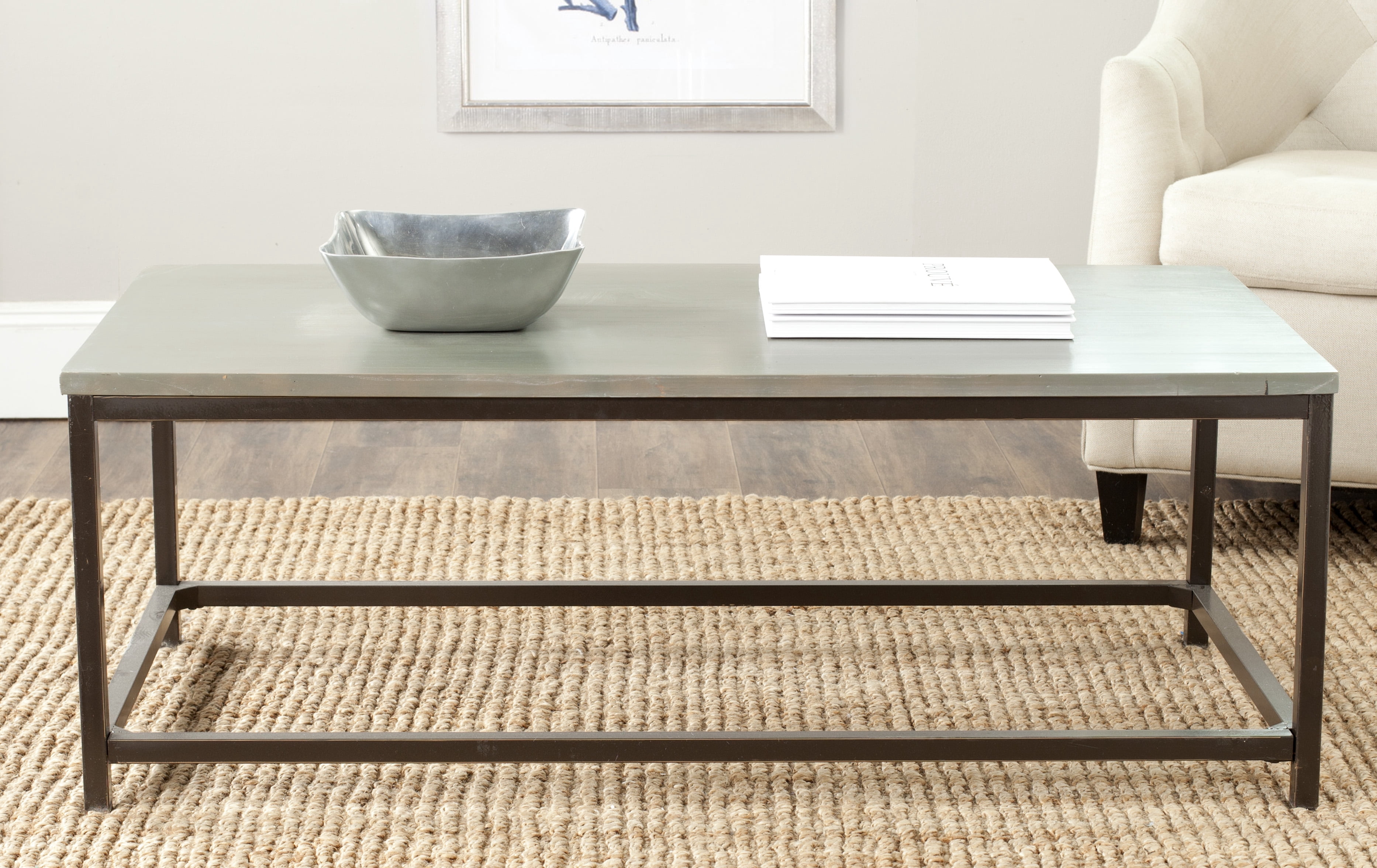 SAFAVIEH Alec Industrial Rustic Coffee Table, French Grey