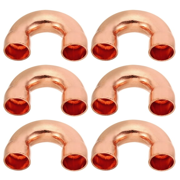 Uxcell 1/2" ID Copper Pipe Fittings, 6 Pcs 180 Degree Return Bend Copper Pipe Sweat Welding Solder Connection for HVAC
