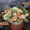 thumbnail image 4 of 2Pcs Peonies Artificial Flowers,Small Silk Flowers Fake Peonies Bouquet Rose Flower Arrangement Table Centerpiece for Wedding Party Home Decoration (Dusty Yellow), 4 of 7