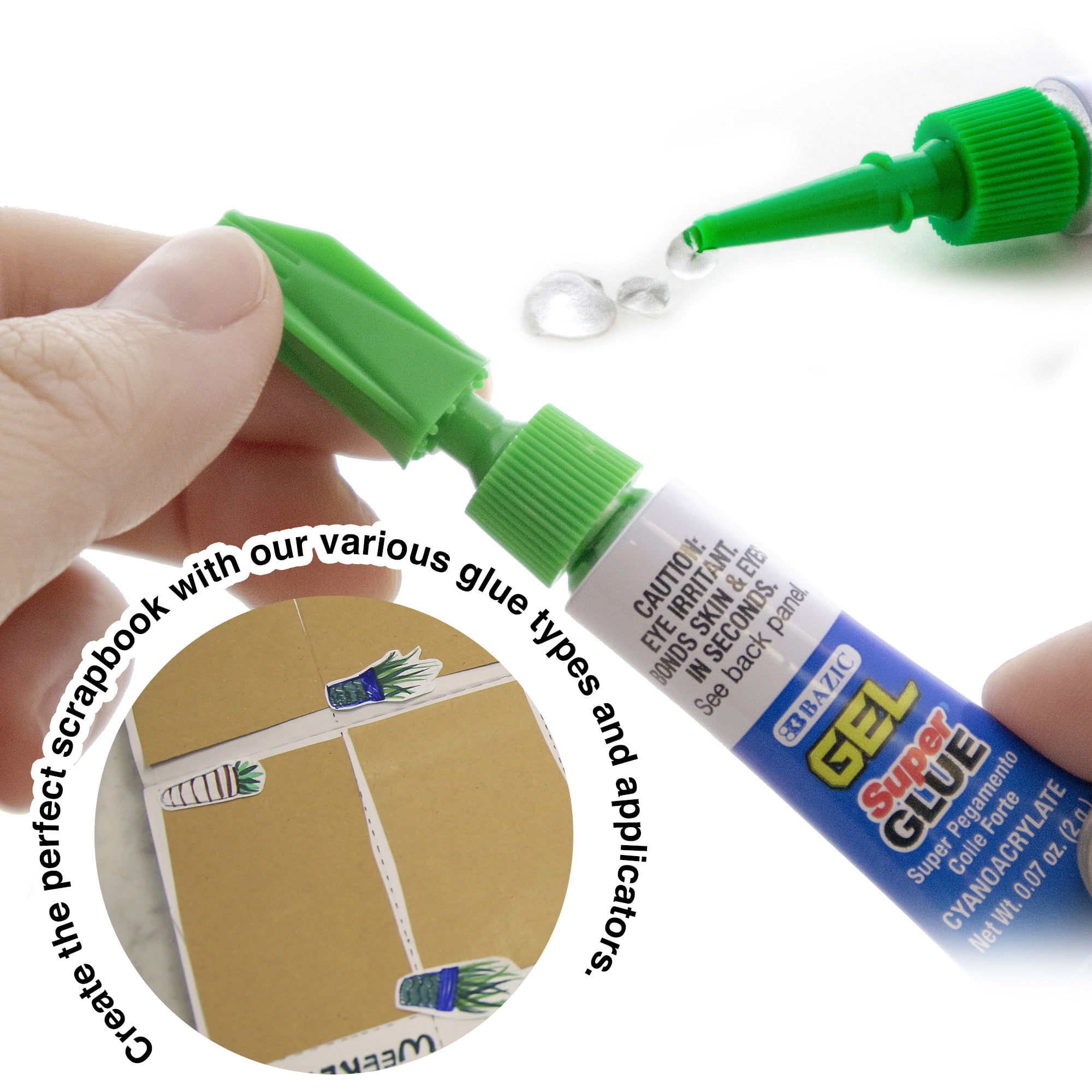 BAZIC Super Glue Gel 2g Clear No Run Fast Dry Adhesive (3/Pack), 24-Packs