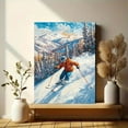 thumbnail image 6 of Winter Sports Skier Canvas Painting， Suitable for Living Room， Bedroom， Office， Ski Lodge， and Mountain Cabin Decor, 6 of 8