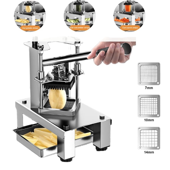 Eurhowing French Fry Cutter & Potato Dicer, 3 Blades Heavy-Duty Stainless Steel Potato Cutter, Commercial Vegetable Chopper for Home Kitchen Restaurant