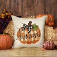 thumbnail image 4 of Happy Fall Pumpkin Decorative Throw Pillow Covers 16 x 16 Set of 4, Autumn Harvest Buffalo Plaid Check Stripes Cushion Case Decor, Thanksgiving Seasonal Farmhouse Home Sofa Couch Decoration, 4 of 5