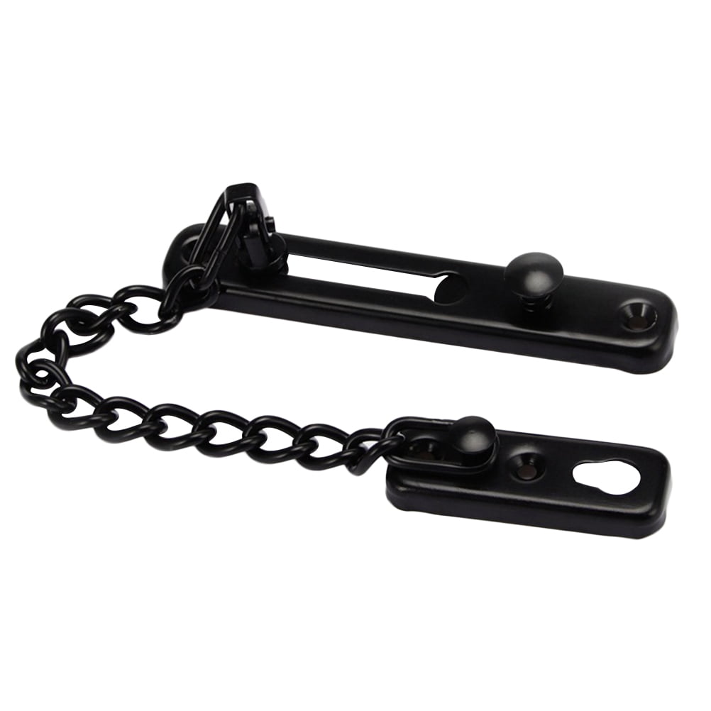 2-Pack Black Chain Door Lock – Stainless Steel Heavy Duty Security Latch, 6.89" Chain, 85x40mm Base, For Home, Hotel, Apartment