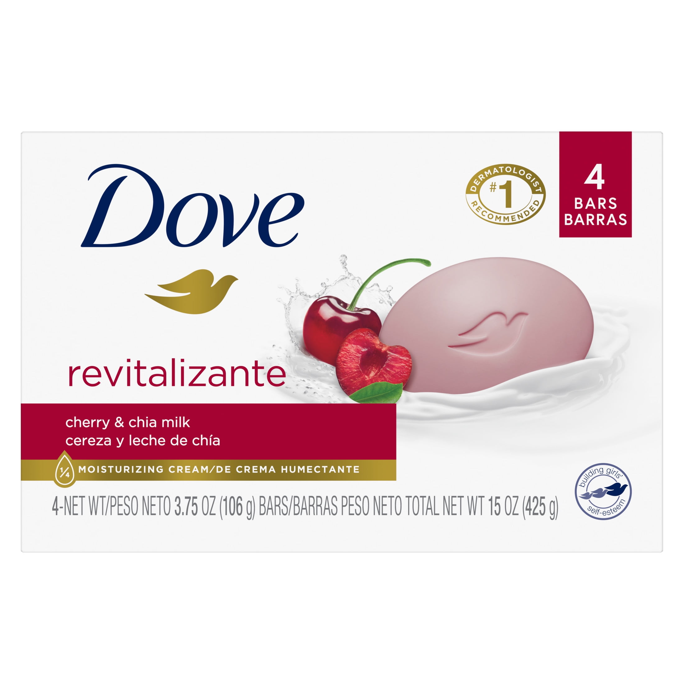 Dove Bar Soap Revitalizante Cherry & Chia Milk, 3.17 oz 4 Bars