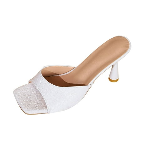 

Women s Summer Fashion Leather Square Head Open Toe Slip On Sandals On The Beach Womens Sandals