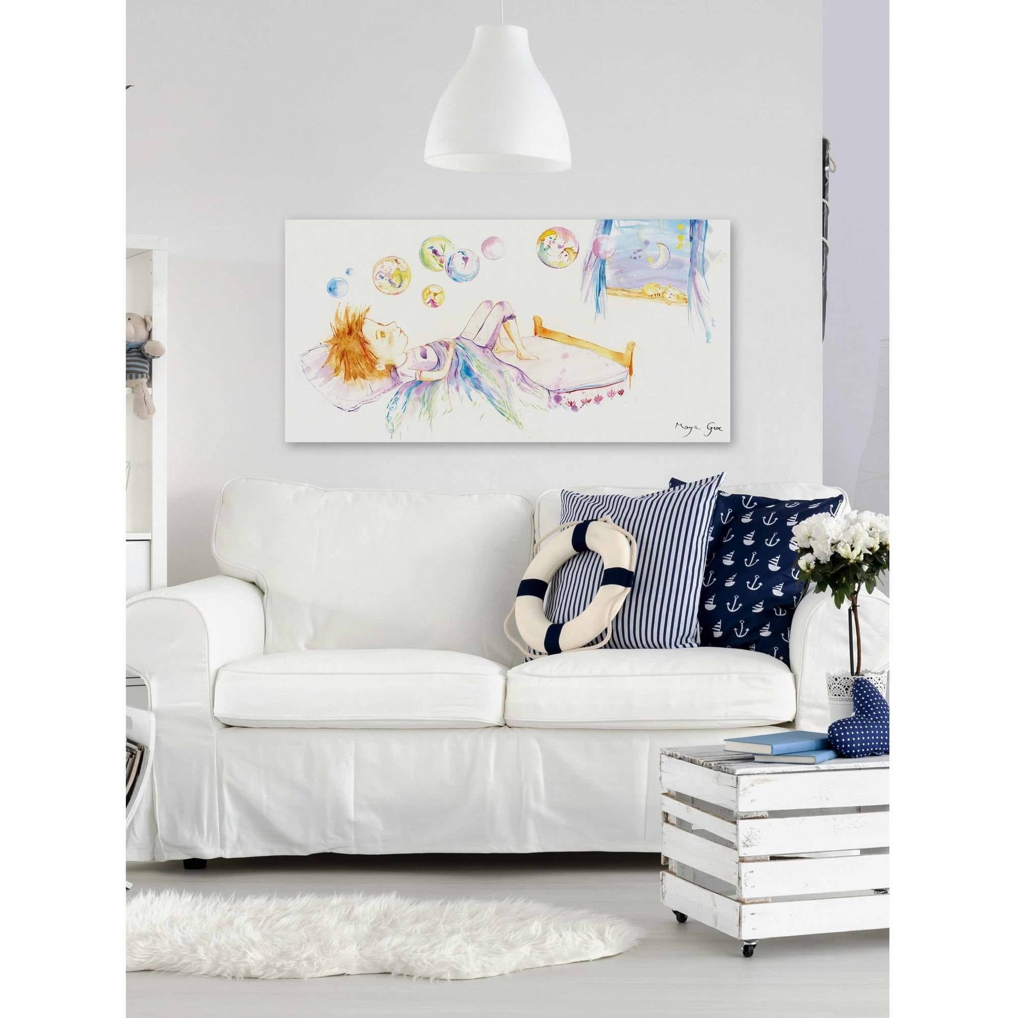 MARMONT HILL  - 'Bedtime' by Maya Gur Painting Print on Wrapped Canvas - Multi-Color 24 x 12