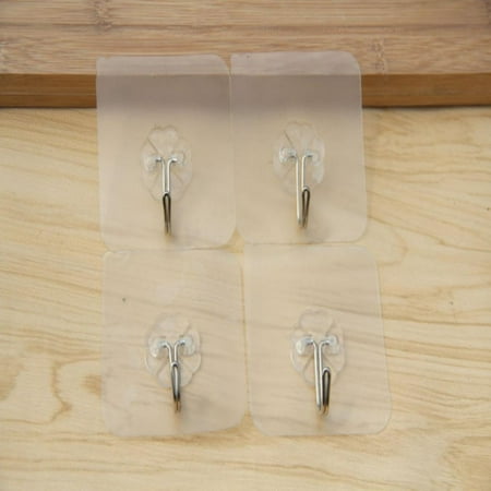 

4PCS Wall Hooks Transparent Reusable Seamless Hooks Adhesive Hooks Reusable Utility Hooks for Bathroom and Kitchen Waterproof and Oil Proof