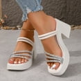 thumbnail image 2 of Oyedens Womens Rhinestones Sandals Bling Platform Wedge Mid Heels Slip On Sandals Summer Casual Flatform Slides Dress Sandals, 2 of 6