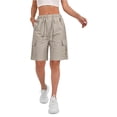 thumbnail image 3 of Bermuda Shorts for Women Knee Length Summer Casual Elastic High Waist Wide Straight Leg Loose Fit Cargo Shorts, 3 of 6