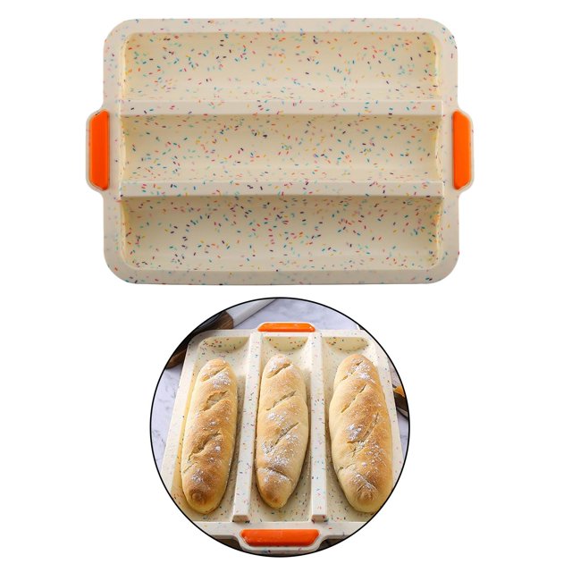 Bandeja para lasaña de 13,5 x 10 pulgadas, bandeja para hornear, 3 panes, forma de , molde de pan francés, utensilios de cocina para asar lasa multicolor Macarena molde para hornear pastel