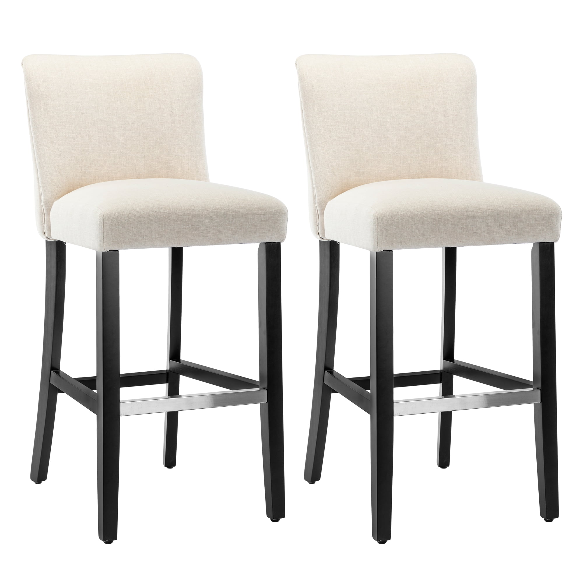 Foredo 29" Fabric Bar Stools with Back Sets of 2, Counter Height Bar