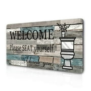 Funny Bathroom Wall Decor Sign Farmhouse Rustic Bathroom Decorations Wall Art 16" by 8" Please Seat Yourself Large Wood Plaque Wall Hanging Sign