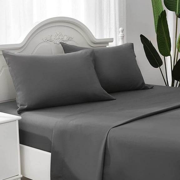 Grey Queen Sheets Set 4 Piece,Hotel Luxury Super Soft 1800 Series Microfiber