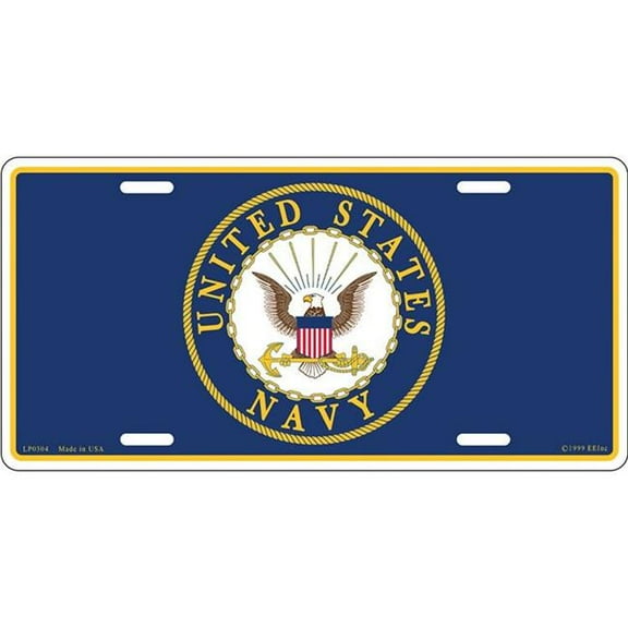 Eagle Emblems LP0304 License Plate Frame - USN Logo - 6 x 12 in.