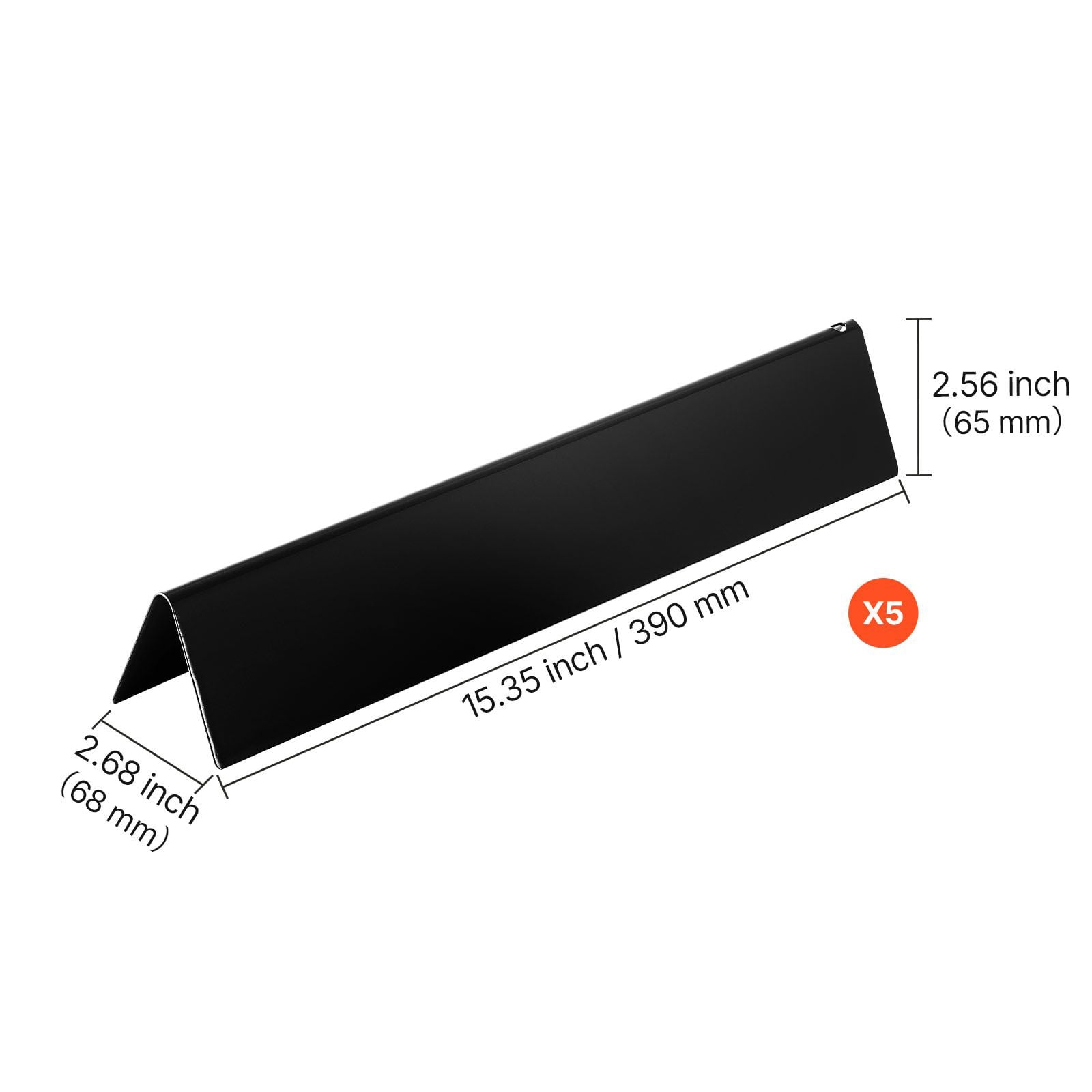 5-Pack Heavy-Duty Flavorizer Bars, Black Porcelain Enameled Steel, Compatible with Weber Spirit 300 & Spirit II 300 Series Gas Grills (2013+), Heat Distribution & Smoky Flavor