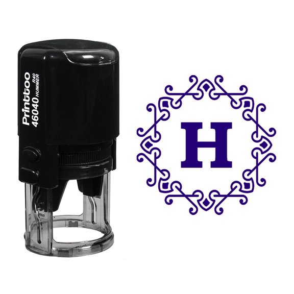 Printtoo Octagon Celtic Swirl Frame H Alphabet Monogram R-40 Self Inking Rubber Stamp Office Stationary-Violet