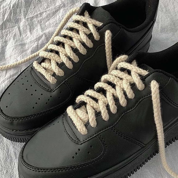 WRITWAA 2Pcs Wear Resistant Beige Polyester Shoelaces Stylish Replacement for Canvas and Sports Shoes