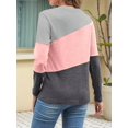 thumbnail image 2 of Women'S Color Block Tops Casual Long Sleeve Tunic Round Neck Pullover Shirts Gray Pink XL, 2 of 6