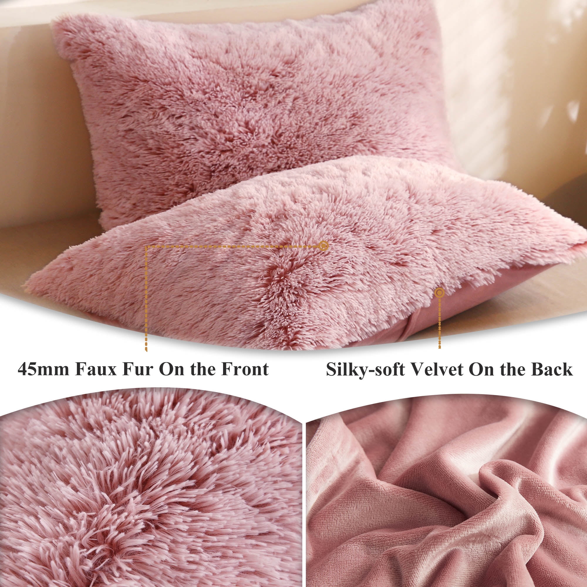 Faux Fur Throw Pillow Cases Plush Shaggy Ultra Soft Pillow Cover – balarugs