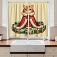 thumbnail image 2 of Ambesonne Cat Kitchen Curtains, Queen Kitty Character on Money, 55"x30", Cream Hunter Green and Orange, 2 of 3