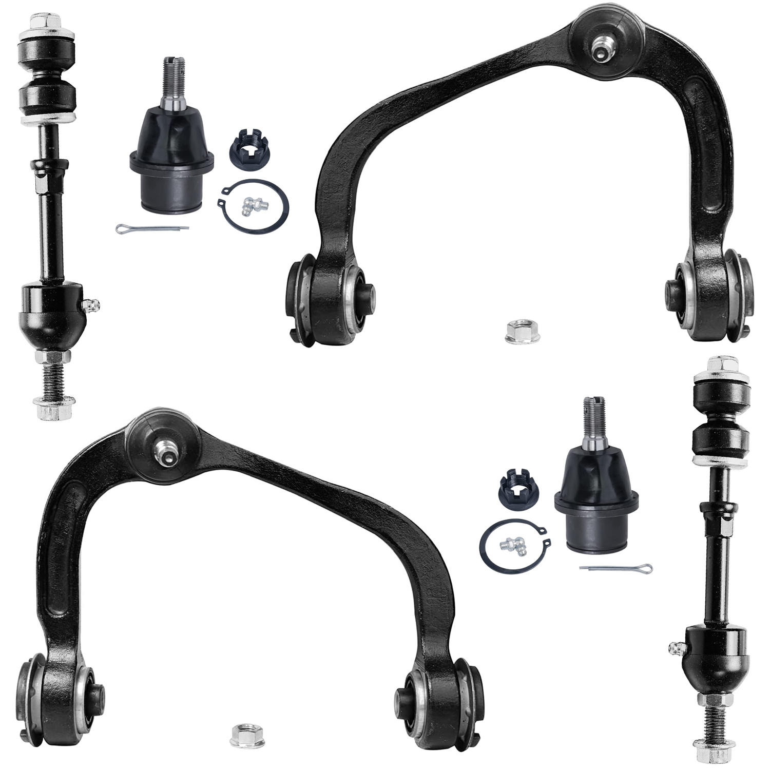 Detroit Axle Front Upper ＆ Lower Control Arms w/Ball Joints Sway Bars  Replacement for 2005-2008 Ford F-150 Lincoln Mark LT 6pc Set-