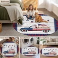 thumbnail image 6 of Independence Day Washable Round Area Rug 5 ft, American Flag Truck on Rustic Wooden Grain, Soft Non Slip Rugs Stain Repellent Indoor Felt Carpet for Living Dining Room Bedroom Home Office, 6 of 9