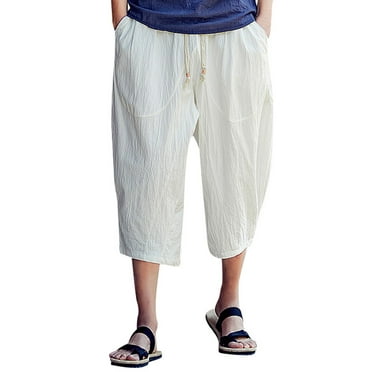 HTNBO Mens Baggy Cotton Pants with Pockets Cargo Plain Trousers cotton ...