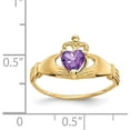 thumbnail image 5 of 14k Yellow Gold CZ February Birthstone Claddagh Heart Ring - Ring Size 7.0, 5 of 8