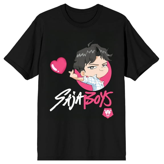 KPop Demon Hunters Saja Boys Jinu Heart on Black Short Sleeve Adult T Shirt - 4XL