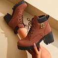 thumbnail image 2 of Miluxas Women's Combat Ankle Boots Waterproof Fashion Casual Lace up Mid Heel Fall Boots Ladies Anti-Slip Lightweight Outdoor Work Booties Orange 9(42), 2 of 9