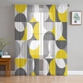 thumbnail image 3 of Grey Yellow, Semi Sheer Curtains 108 Inch Length 2 Panels Set, Middle Century Abstract Geomrtry Sheer Kitchen Curtain Privacy Voile Window Curtain for Living Room Bedroom Rod Pocket Drapes, 3 of 7