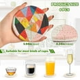 thumbnail image 2 of Yayeee 6 PCS Drink Coasters with Holder Set Woven Absorbent Round Tabletop Hot Pad, Purple Triangles, 2 of 7