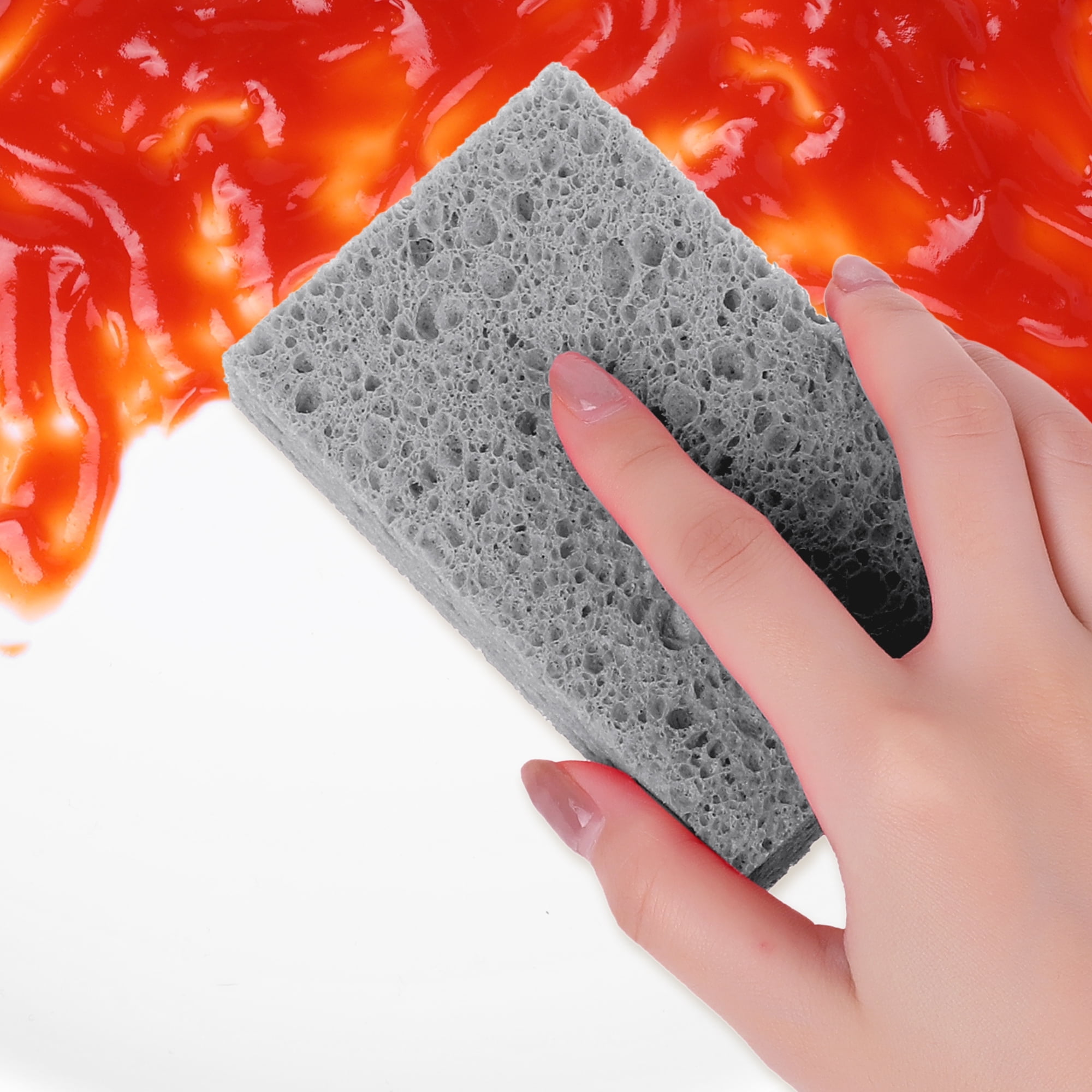 Unique Bargains 6 Pack Non-Scratch Sponges Kitchen Cleaning Sponges Grey 4.3"x2.8"x0.8"