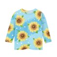 thumbnail image 3 of CCRFTGI Cute Shirts for Girls Size 6 Summer 3/4 Sleeve Sunflower Graphic Printed Tee Tops Casual Loose Comdy Girls Clothes Crew Neck Shirts Sky Blue 3-4 Years, 3 of 4