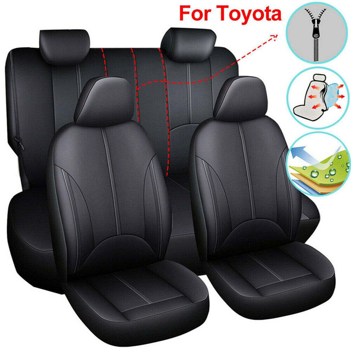 9PCS/Set Car Auto Seat Cover Full Set Cushions Protector PU Leather