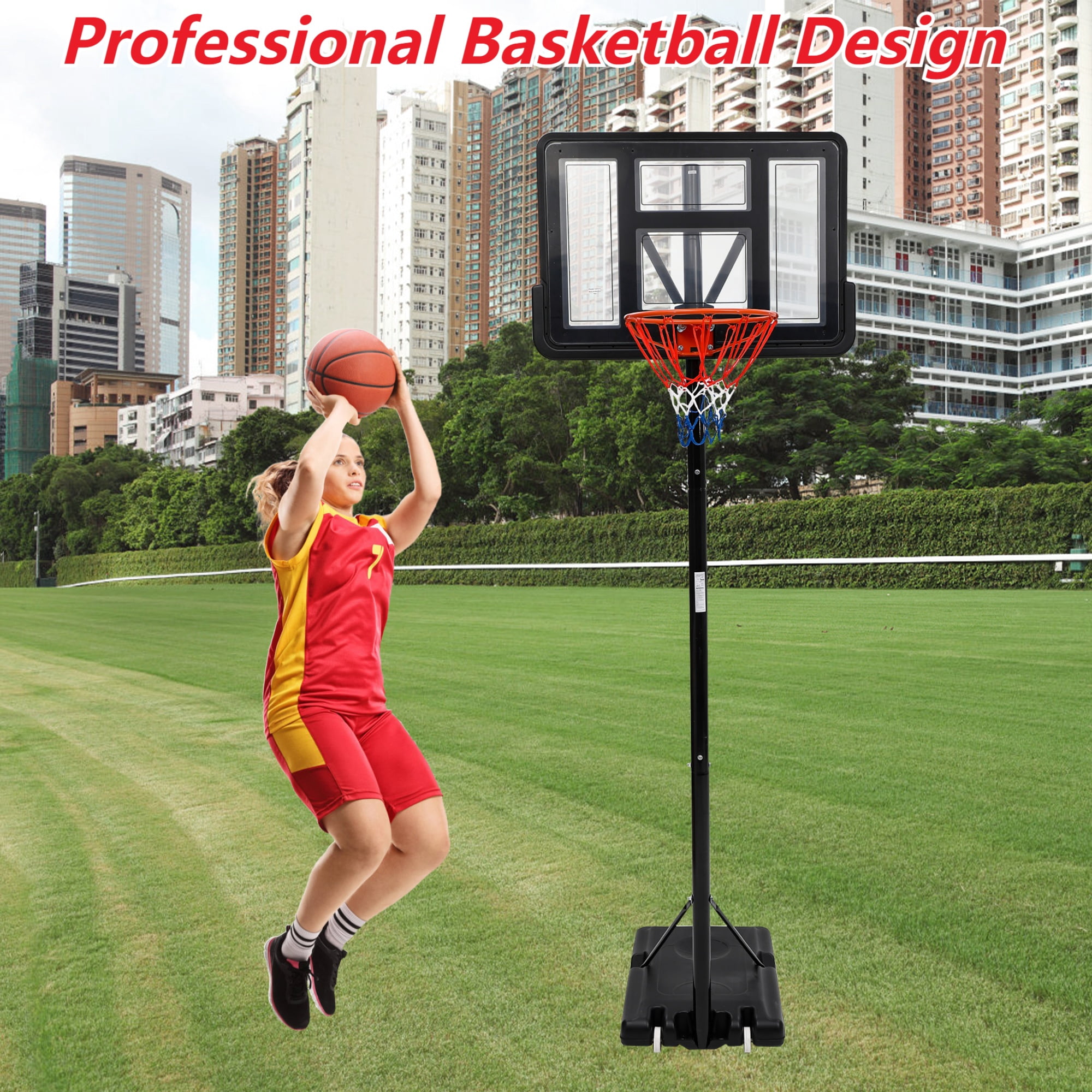 WildBreak Portable Basketball Goal System, Adjustable Height 5.2-10 Ft, 44 x 29.5" Backboard