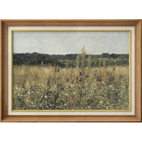 IDEA4WALL Premium Frame Wall Art Rustic Wildflower Country Landscape Print Nature Wilderness Illustrations Fine Art Floral Botanical Farmhouse Wall Decor for Living Room, Office - 26"x36" Natural