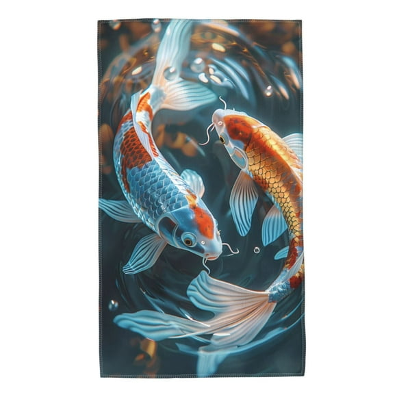 Saiise Cute Koi Fish Serenity Print Hand Towel 27.5" x 16" Soft Absorbent Towel for Bathroom SPA Gym Hotel