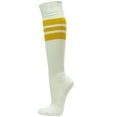 thumbnail image 3 of Couver White Triple Stripes Baseball Softball Athletic Tube Knee High Socks, Golden Yellow Medium, 3 of 7