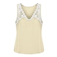 thumbnail image 5 of Slim Cami Women Lace V Neck Sleeveless Tank Tops Casual Loose Soft Lace Patchwork Tunic Blouses for Summer Travel Khaki L, 5 of 6
