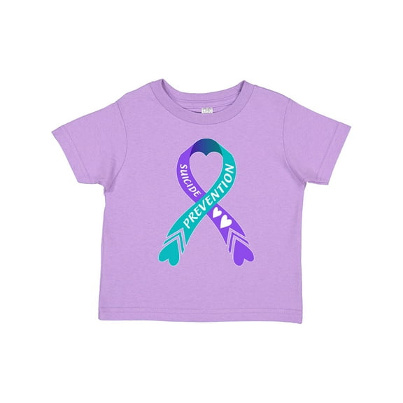 Inktastic Suicide Prevention Blue and Purple Ribbon with Hearts Boys or Girls Toddler T-Shirt