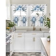 thumbnail image 4 of Blue Spring Floral Swag Kitchen Curtains Sets for Windows 24 Inch Length, Summer Flowers Vintage Short Window Curtain Panels Swags Valances and Tiers 3 Piece Set for Cafe/Dining Room, 4 of 5