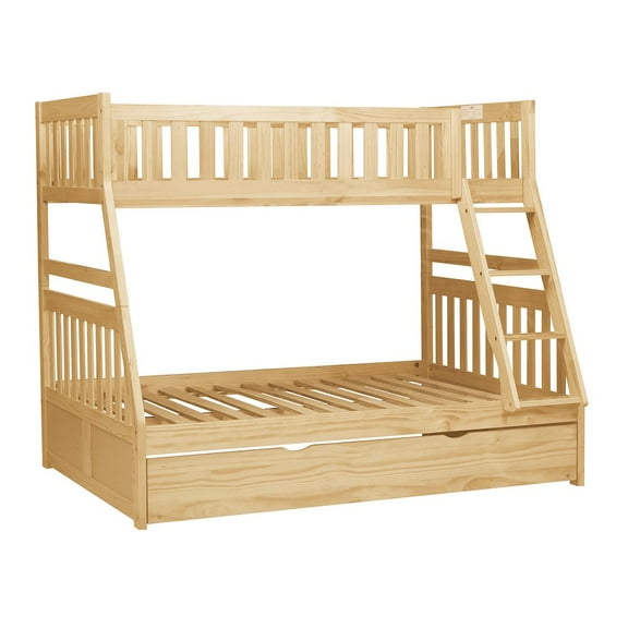 Lexicon Bartly Pine Wood Twin/Full Bunk Bed with Twin Trundle in Natural Pine