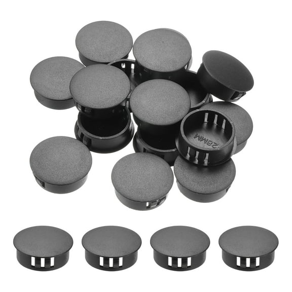 Uxcell 32Pcs 28mm(1 1/8') Black Round Hole Plugs Nylon Plastic Flush Type Hole Plug Insert End Cap for Locking Hole Tube